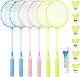 AboveGenius Badminton Rackets Set, Lightweight Badminton Set Includ 6 PCS Rackets, 6 Birdies, Outdoor Backyard Games, Racquets for Family Beginner