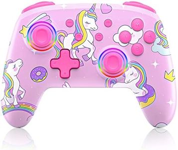 NexiGo Controller for Switch/Switch Lite/OLED, Bluetooth Wireless Controllers for Nintendo Switch with Vibration, Motion, Turbo and LED Light (Pink Unicorn)