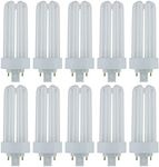 Sunlite CFL Plug-in PLT 4-Pin Triple Tube, 26 Watts, 4-Pin GX24q3 Base, 1800 Lumens, 4100K Cool White, 10 Pack