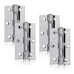 XFORT 3 inch (75mm) Polished Chrome Ball Bearing Hinges, Steel Door Hinge for Wooden Doors (2 Pairs)