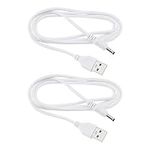 Create idea 2PCS 5V Power USB Cable Fast Charging Type A USB with 3.5x1.35mm Barrel Jack Compatible with Foreo Luna Charger Replacement Power Cable 1.2m White