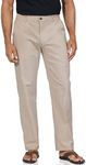 Soojun Men's Casual Linen Blend Relaxed Fit Straight Legs Elastic Waist Pants, Khaki, 38W x 30L