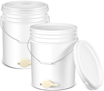 Suzile 2 Pack Plastic Honey Bucket with Gate 5 Gallon Bucket with Spigot White Honey Extractor Equipment Beekeeping Harvesting Tool Beekeeping Supplies 20L Capacity