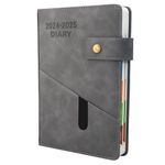 Academic Diary Diary 2024-2025 A5 Page A Day,Productivity Daily Planner from Jul 2024 to Jun 2025 With Monthly Tabs, and Colorful Side Panels (8.5x5.9 inch)-Grey