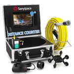 Sanyipace Sewer Camera, 9-inch LCD Monitor, Harder Coil Cable, IP68 Waterproof Drain Inspection Camera, Pipe Industrial Endoscope with Distance Counter, DVR Recorder & Adjustable Lights, 100FT/30M