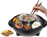 Conziv 2 in 1 Grill with Separate Divider Dual Flavor Hot Pot Multifunctional Indoor BBQ with Independent Temperature Control