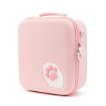 GeekShare Pink Cat Paw Case Compatible with Nintendo Switch, Protective Travel System Case with 18 Game-Card Slots for Switch Console, Pro Controller, Dock and Accessories