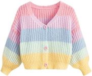 GORGLITTER Girl's Button Down Colorful Cardigan Sweater Long Sleeve Casual Knit Outwear Pink 6Y