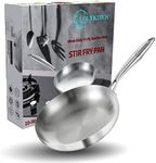 LOLYKITCH 10 Inch Tri-Ply Stainless Steel Frying Pan,Skillet,Chef's Pan,Induction Pan,Dishwasher and Oven Safe.