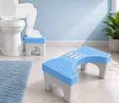 TechHark Toilet Step Stool with Massage Rollers, Foldable Design, 18 cm Height, Promotes Natural Squatting Position (Grey and Blue)