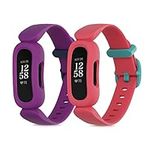 kwmobile Watch Strap Set Compatible with Fitbit Inspire 2 / Ace 3-2x TPU Silicone Fitness Tracker Sports Band - Size Small (S)