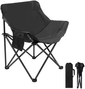Portable Folding Camping Chair for Adult, Lightweight Outdoor Chair with Carry Bag, Travel Picnic Hiking Load Folding Chairs for Outside, Garden Beach Chair Oversized with Storage Bag (Black)