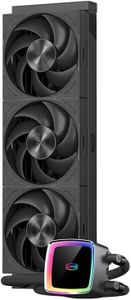 PCCOOLER Liquid CPU Cooler, 360mm, Dual-Chamber Pump, ARGB Display, PWM Fans, High-Efficiency Cold Plate, Anti-Leak Tubing, Intel & AMD Compatible(DE360 MAX BK)