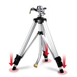 YAMATIC Impact Sprinkler on Adjustable Tripod Base with Quick Connector, 360 Degree Large Area, Heavy Duty Adjustable Pulsator Sprinkler for Lawn, Yard and Grass Irrigation, Spray up to 20-90ft