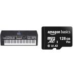 Yamaha PSR-SX600 Digital Keyboard - a Powerful Digital Workstation Keyboard & Amazon Basics - MicroSDXC Memory Card, 128GB, with SD Adapter, A2, U3, 100MB/s Max Read Speed, Black