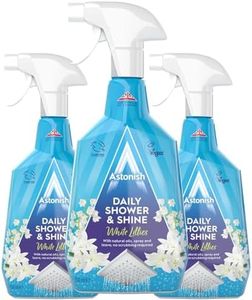 Astonish Daily Shower Shine White Lilies Cleaning Spray 3 Pack - No Scrub After Shower Spray Foam Prevents Watermarks & Limescale Buildup - Cruelty-Free Household Cleaning Products,750ml Spray Bottles