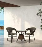 Indiid Homes Patio Seating Chair and Table Set Garden Coffee Table Set with 1 Table and 2 Chairs Set Outdoor Furniture (h.Brown)