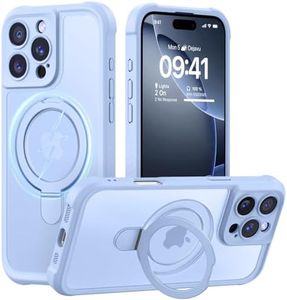 MOCCA Design for iPhone 16 Pro Case with Magnetic Invisible Stand [Full Camera Protection] [Compatible with Magsafe] Military Drop Shockproof Translucent Matte Phone Case Cover 6.3",Light Blue