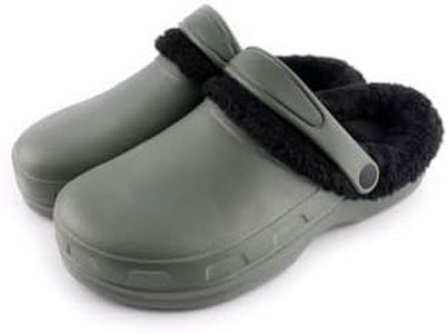 R-ISLAND Clogs Invierno,Zuecos Invierno para Hombre,con Forro Caliente,Adulto,Impermeable,Antideslizante,Cómodo,Perfectamente para casa Exterior o Interior (Verde, 43)