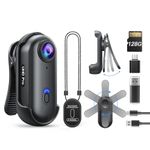 BOBLOV W4 2K Body Camera, Wearable 128GB Body Cam with 360°Rotate Clip & Magnetic Clip, 120 Minutes for Recording, Mini Camera Easy to Use for Lecture, Traveling, Pet Walking(128GB)