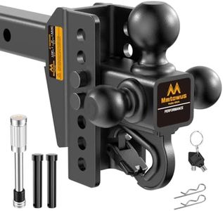 Mmtowus Adjustable Trailer Hitch -Drop Hitch -Tri Ball Mount with Hook (1-7/8'', 2''&2-5/16''), Fits 2-Inch Receiver, 6'' Drop/Rise 12,500 LBS GTW Tow Hitch, 3 Ball Hitches for Trucks, RV, Camper etc