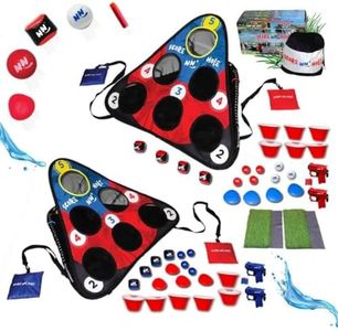 SCORE NN' Hole All-in-1 Cornhole Style Game Set | Skipping Stones Swimming Pool Cornhole Game | Cornhole Meets Golf | TOSS & ROLL Cornhole Set | Floating Beer Pong and Golf Meets Beer Pong |