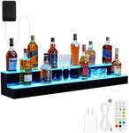 GarveeTech LED Lighted Liquor Bottle Display Shelf, 2 Tier 48 Inch Acrylic Lighted Bottle Display with Remote & App Control, 16 Colors, 4 Modes, 1-8 H Timing, Bar Lights for Liquor Shelves