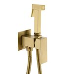 Winskybath Brushed Gold Brass Concealed Shower Mixer Hot and Cold Set with Muslim Shataff Bidet Spray Head Hose Wall Mount