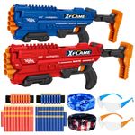 Pandahero 2 Pack Blaster Gun Set for Nerf – Foldable Stock, 4-Dart Loading, 8-Dart Storage, Includes 60 Darts, 2 Dart Wristbands, 2 Battle Headbands, 2 Goggles – for Kids Age 8-12 Year Old and Adults