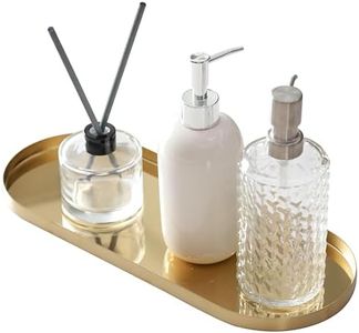 FREELOVE Mirror Gold Tray for Bathroom Vanity Perfume, Small Brass Metal Decorative Trays, Rectangle Round Oval Trinket for Napkin Glass Soap Sink Decanter Towel Candle Jewelry, 5.9''X15''