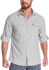 Mens Long Sleeve Sun Protection Shirts UPF 50+ UV Quick Dry Cooling Fishing Shirts for Safari Hiking Travel Camping