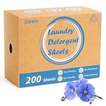 Laundry Detergent Sheets Up to 200 Loads, Eco-Friendly Fresh Linen Scent Laundry Detergent Strips, Plastic-free Travel Portable Hypoallergenic Liquidless Washing Supplies for Dorm Travel Camping