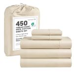 Lane Linen 100% Cotton Split King Sheets for Adjustable Bed – 450 Thread Count Soft & Breathable Cooling Sateen Bed Sheets with Deep Pockets – 5-Piece Sheet Set with 2 Twin XL Fitted Sheets – Ivory