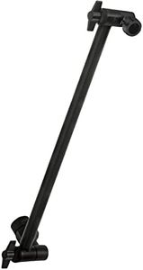 SparkPod Shower Head Extension Arm Straight - Universal Connection - Adjustable for Rain Showerheads - 16" Solid Brass Shower Arm Extension - Shower Head Extender Bar - (Midnight Black Matte)