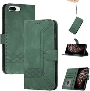 momoka Coque pour iphone 6/7/8 Plus,Portefeuille Étui Housse en Cuir Protection avec Porte Cartes,Fentes pour Cartes,Fonction de Support,Fermeture Magnétique-Vert