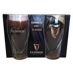 Guinness Embossed Gravity Draught Beer Glass 2 Pack Glass Set