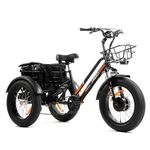 DWMEIGI 3 Wheel Electric Bike for Adult with 750W Motor, 48V 18.2AH Removable Lithium Battery, 20"*4.0 Fat Tire Tricycles for Men Women with Front & Rear Baskets, 7 Speed (Black-750W Motor)