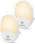 LYRIDZ Night Light Plug in with Dusk-to-Dawn Sensor Foldable Plug Adjustable Brightness Ideal for Bedroom, Kitchen, Hallway, Garage, Warm White 2 Pack