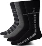 Calvin Klein Men?s Dress Socks ? Cotton Crew Patterned Socks (4 Pack) (All Black, Shoe Size: 7-12)