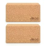 Cork Yoga Blocks Set of 2 Standard – By ZenYogaWedge - Premium 100% Natural Material - Professional Bricks for Yoga Pilates Classes Home Exercise Fitness Non-Slip Grip Eco-Friendly