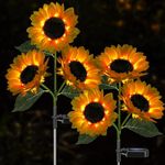 TCCO ENTERPRISE Solar Sunflower Lights, 800mA Solar Garden Light with Real Looking Flowers Outdoor Waterproof Solar Stake Lights for Back Yard, Flower Bed, Pathway, Patio, Porch, Fall Decoration(1)