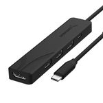 Sabrent Multi-Port USB Type-C Hub with 4k HDMI | Power Delivery (60 Watts) | 1 USB 3.0 Port | 2 USB 2.0 Ports (HB-TC5P)