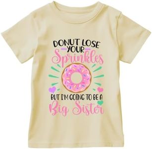 Big Sister Shirt for Baby Girls Cotton T-Shirt Short Sleeve Tops Toddler Baby Announcement Tees Outfits 1-7 Years, Beige#8, 4-5T