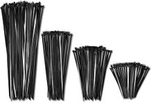 Bolt Dropper 4", 6", 8", 12" Black Cable Zip Ties Assortment (400 Pack, 100 each size) - 40lbs Tensile Strength - Self-Locking Premium Nylon Cable Wire Ties for Indoor and Outdoor by Bolt Dropper