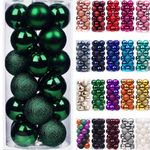 Emopeak 24Pcs Christmas Balls Ornaments for Xmas Christmas Tree - Shatterproof Christmas Tree Decorations Hanging Ball for Holiday Wedding Party Decoration (Dark Green, 2.5"-6.2CM)