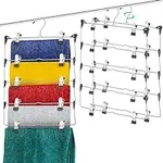 5-Tier Skirt Hangers with Clips (3 PK) Space Saving Pant Hangers in one Clothes for Closet Bottom Metal Hangers