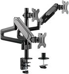 PrimeCables Triple Monitor Stand Mount Fit Three 17 to 27 Inch LCD Computer Screens, Heavy-Duty Adjustable Gas Spring Desk Mount, Each Arm Holds Up to 15.4 lbs with Grommet Kit, Clamp, Black