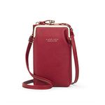 Womens Crossbody Bag Cellphone Shoulder Purse Wallet Clutch Handbag Travel Fashion Leather Phone Case Pocket Holster Messenger Pouch for iPhone 11 pro 8 Plus Xs Max X Xr 7/6 Plus Samsung S10+ (Red)