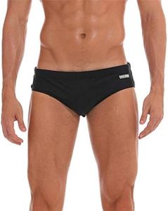 Arcweg Men's Swimming Trunks Briefs Low Waist with Removable Pad Swimwear Elastic Beach Shorts Boxers Underwear Black