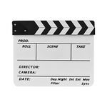 Andoer Dry Erase Acrylic Director Film Clapboard Movie TV Cut Action Scene Clapper Board Slate with Marker Pen, Black/White Stick, White